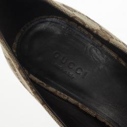 Pre Owned Gucci Guccisima Canvas ‘GG’ Peep Toe Pumps Size 38