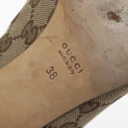 Pre Owned Gucci Guccisima Canvas ‘GG’ Peep Toe Pumps Size 38