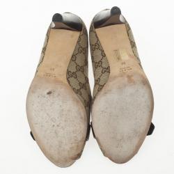 Pre Owned Gucci Guccisima Canvas ‘GG’ Peep Toe Pumps Size 38