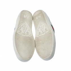 مملوكة مسبقًا  Gucci  White Leather Ace Web Detail Lace Up Sneakers Size 37 