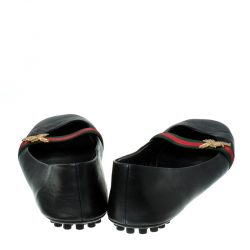 مملوكة مسبقًا Gucci Black Leather Bayadere Bee Flats Size 39