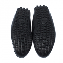 Pre Owned Gucci Black Leather Web Horsebit Loafers Size 38