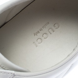 مملوكة مسبقًا Gucci White Leather Python Trim Web Detail New Ace Faux Pearl Embellished Low Top Sneakers Size 38