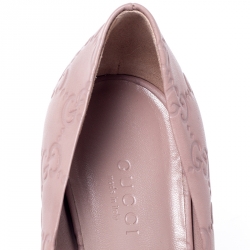Pre Owned  Gucci Pale Pink Guccissima Leather Kristen Bamboo Heel Pointed Toe Pumps Size 36