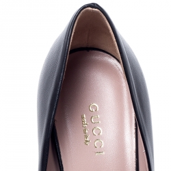 Pre Owned Gucci Black Patent Leather Jolene Horsebit Peep Toe Pumps Size 36