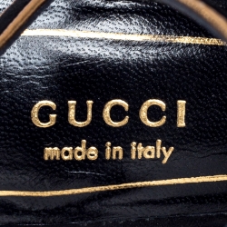 مملوكة مسبقًا صندل غوتشي نعل سميك سير كاحل هوستون سويدي ذهبي/ أسود مقاس 37