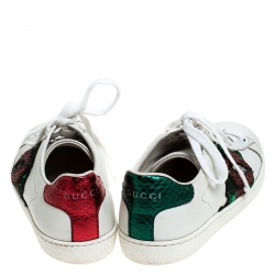 Pre Owned Gucci White Leather Sequins Lips Ace Low Top Sneakers Size 35