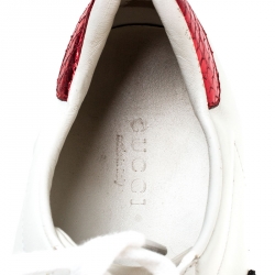 Pre Owned Gucci White Leather Sequins Lips Ace Low Top Sneakers Size 35