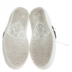 Pre Owned Gucci White Leather Sequins Lips Ace Low Top Sneakers Size 35
