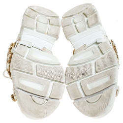 Gucci White Leather and Mesh Flashtrek Removable Crystals Sneakers Size 37