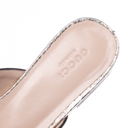 Pre Owned حذاء مولز غوتشي Kiltie مارمونت GG جلد فويل ذهبي ميتالك مقاس 35.5