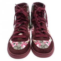 مملوكة مسبقًا Gucci Multicolor GG Floral Canvas And Suede Leather High Top Sneakers Size 39.5