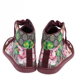 مملوكة مسبقًا Gucci Multicolor GG Floral Canvas And Suede Leather High Top Sneakers Size 39.5