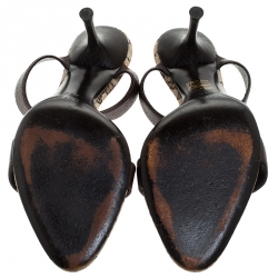 Pre Owned Gucci Brown Leather Open Toe Sandals Size 39