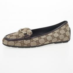 مملوكة مسبقًا Gucci Guccissima Canvas Horsebit Loafers Size 35
