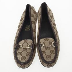 مملوكة مسبقًا Gucci Guccissima Canvas Horsebit Loafers Size 35