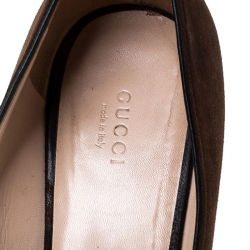 مملوكة مسبقًا Gucci Brown Suede Leather GG Marmont Block Heel Pumps Size 42