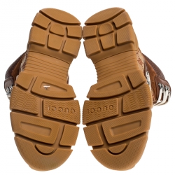 Pre Owned Gucci Brown GG Supreme Canvas, Leather and Suede Journey Hiker Boots Size 39