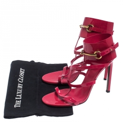 Pre Owned صندل غوتشي أورسولا هورسبيت غلادياتور جلد لامع أحمر مقاس 39