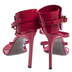 Pre Owned صندل غوتشي أورسولا هورسبيت غلادياتور جلد لامع أحمر مقاس 39