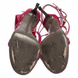 Pre Owned صندل غوتشي أورسولا هورسبيت غلادياتور جلد لامع أحمر مقاس 39