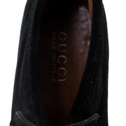 Pre Owned Gucci Black Suede Leather Horsebit Loafers Ankle Boots Size 39.5