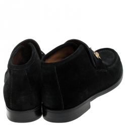 Pre Owned Gucci Black Suede Leather Horsebit Loafers Ankle Boots Size 39.5