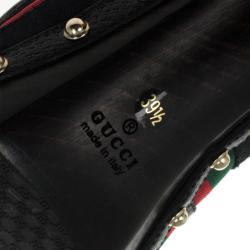 Pre Owned Gucci Black Guccissima ‘Icon Bit’ Web Detail High Heel Clogs Size 39.5