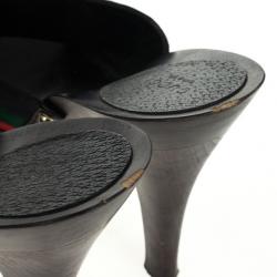 Pre Owned Gucci Black Guccissima ‘Icon Bit’ Web Detail High Heel Clogs Size 39.5