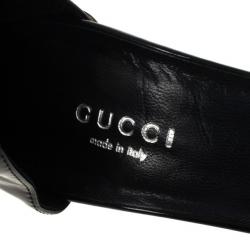 Pre Owned Gucci Metallic Margot Patent Cage Sandals Size 37