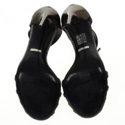 Pre Owned Gucci Metallic Margot Patent Cage Sandals Size 37