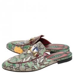 مملوكة مسبقًا حذاء مولز فلات غوتشي تيان برينستاون كانفاس مقوى مونوغرامي سوبريم GG بيج مقاس 38