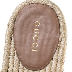 Pre Owned Gucci Beige Leather GG Maramont Espadrille Mules Size 38