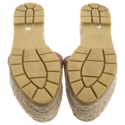 Pre Owned Gucci Beige Leather GG Maramont Espadrille Mules Size 38