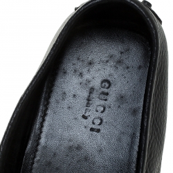 مملوكة مسبقًا Gucci Black Leather Horsebit Detail Slip On Loafers Size 38