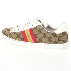 Pre Owned Gucci Guccissima Canvas Web Detail Sneakers Size 37