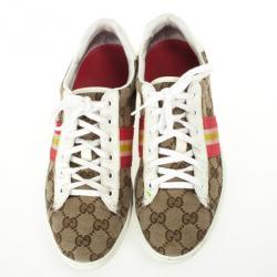 Pre Owned Gucci Guccissima Canvas Web Detail Sneakers Size 37