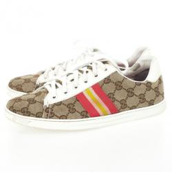Pre Owned Gucci Guccissima Canvas Web Detail Sneakers Size 37