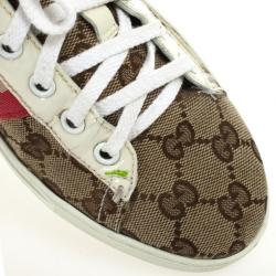 Pre Owned Gucci Guccissima Canvas Web Detail Sneakers Size 37