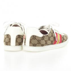 Pre Owned Gucci Guccissima Canvas Web Detail Sneakers Size 37
