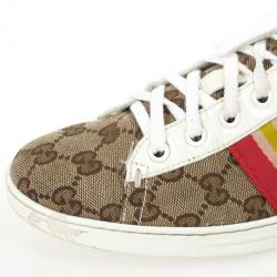Pre Owned Gucci Guccissima Canvas Web Detail Sneakers Size 37