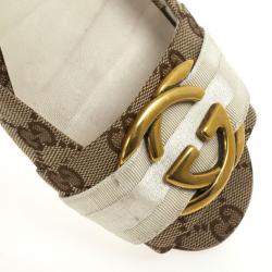 مملوكة مسبقًا Gucci Guccissima Canvas 'Interlocking' Peep Toe Ballet Flats Size 38