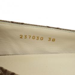 مملوكة مسبقًا Gucci Guccissima Canvas 'Interlocking' Peep Toe Ballet Flats Size 38