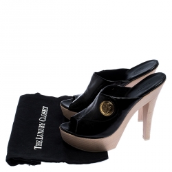 Pre Owned Gucci Black Patent Leather Hysteria Platform Clogs Size 40