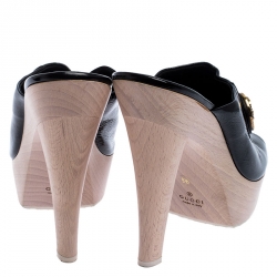 Pre Owned Gucci Black Patent Leather Hysteria Platform Clogs Size 40