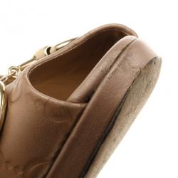 مملوكة مسبقًا Gucci Tan Guccissima Leather New Hollywood Horsebit Peep Toe Pumps Size 40