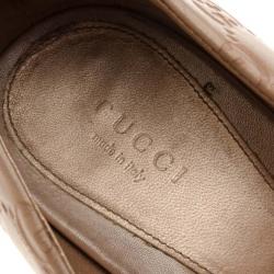 مملوكة مسبقًا Gucci Tan Guccissima Leather New Hollywood Horsebit Peep Toe Pumps Size 40