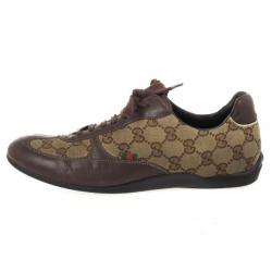 Pre Owned Gucci Brown Guccissima Lace Up Sneakers Size 38
