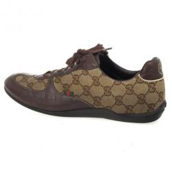 Pre Owned Gucci Brown Guccissima Lace Up Sneakers Size 38
