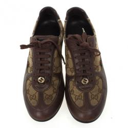 Pre Owned Gucci Brown Guccissima Lace Up Sneakers Size 38